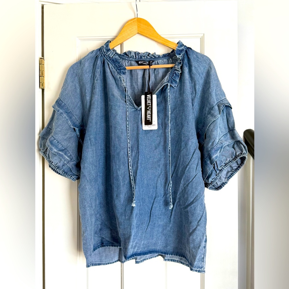 Velvet Heart Chambray Top